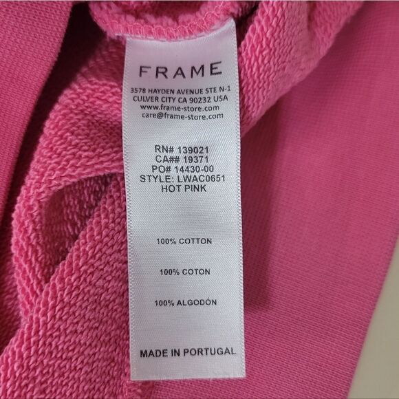 Frame Denim Oversized Crew Hot Pink Long Sleeve Sweatshirt - Picture 14 of 16